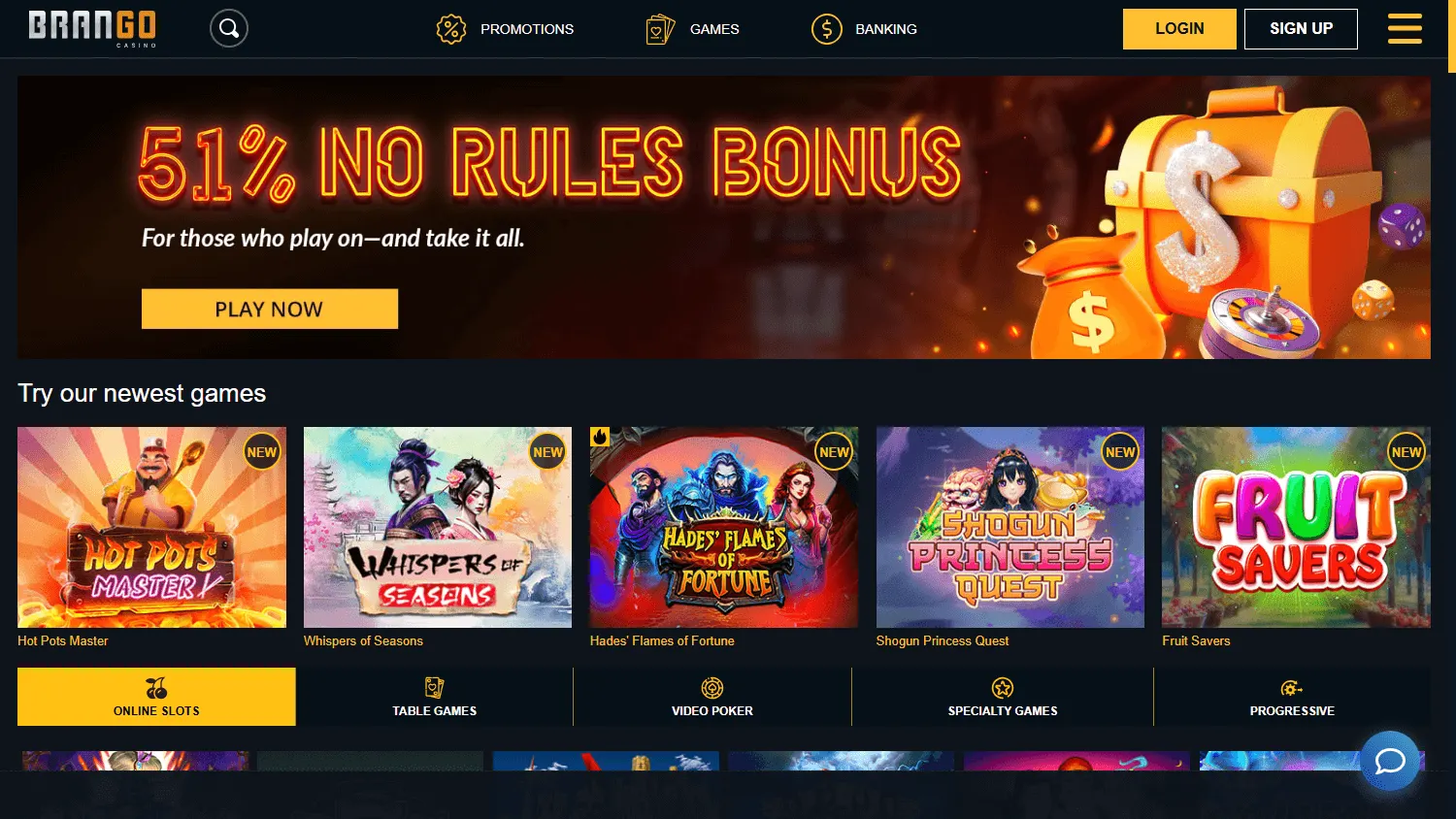 Brango Casino desktop games view