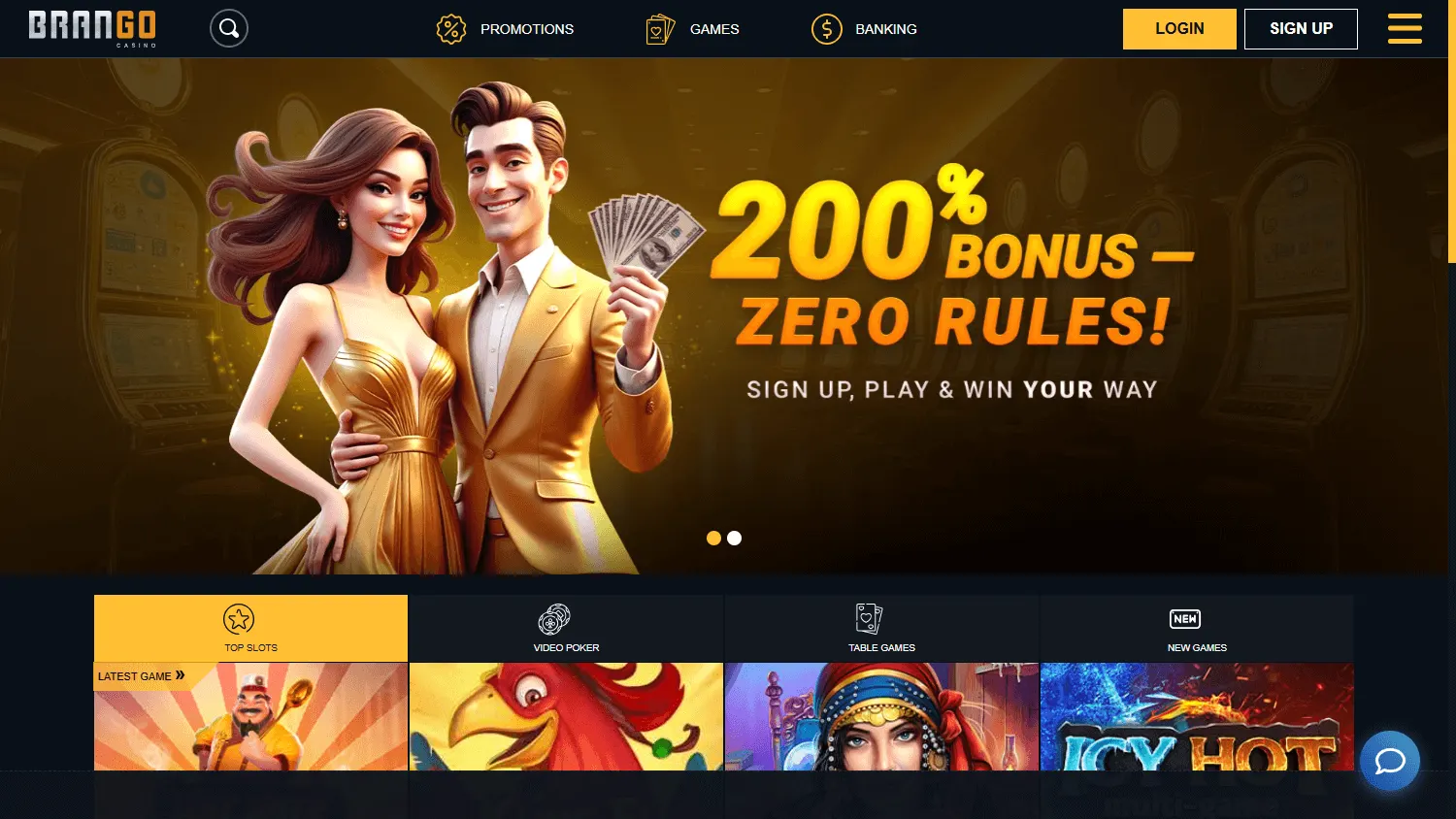 Brango Casino desktop home view