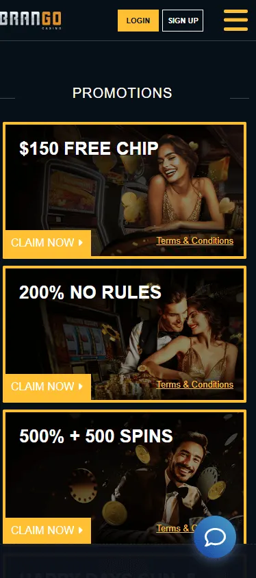 Brango Casino mobile promotions view